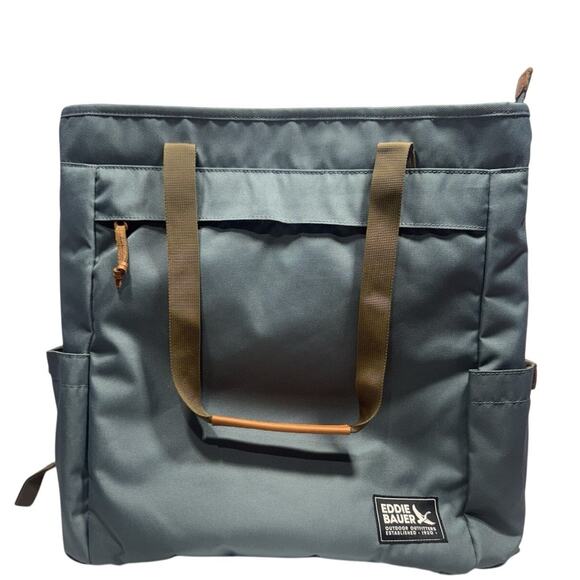 Backpack Eddie Bauer Bygone Tote Canvas Dragonfly Laptop Travel Work Bag NWOT - Picture 1 of 10